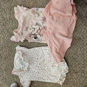 Pink Minnie Mouse Dress and Floral Onesie Set